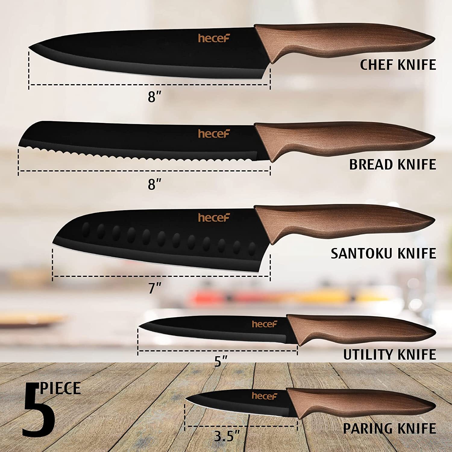 10Pcs Kitchen Knife Set Vantage Stainless Steel Chef knives with Blade Sheaths gallery