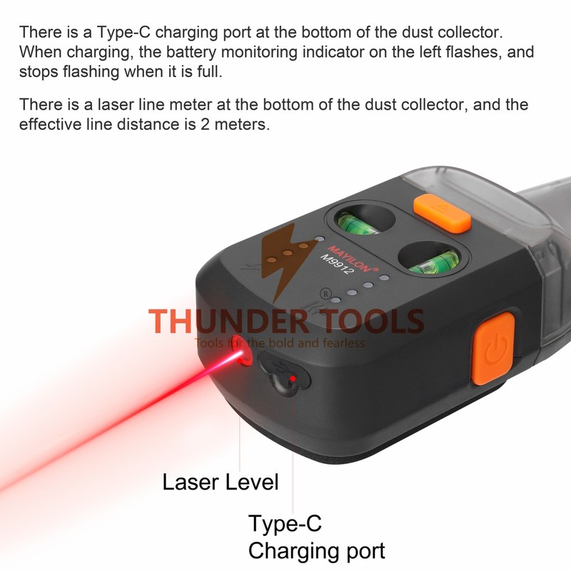 Thunder Tools Electric Drilling Dust Collector Laser Level 2 In 1 Functions gallery