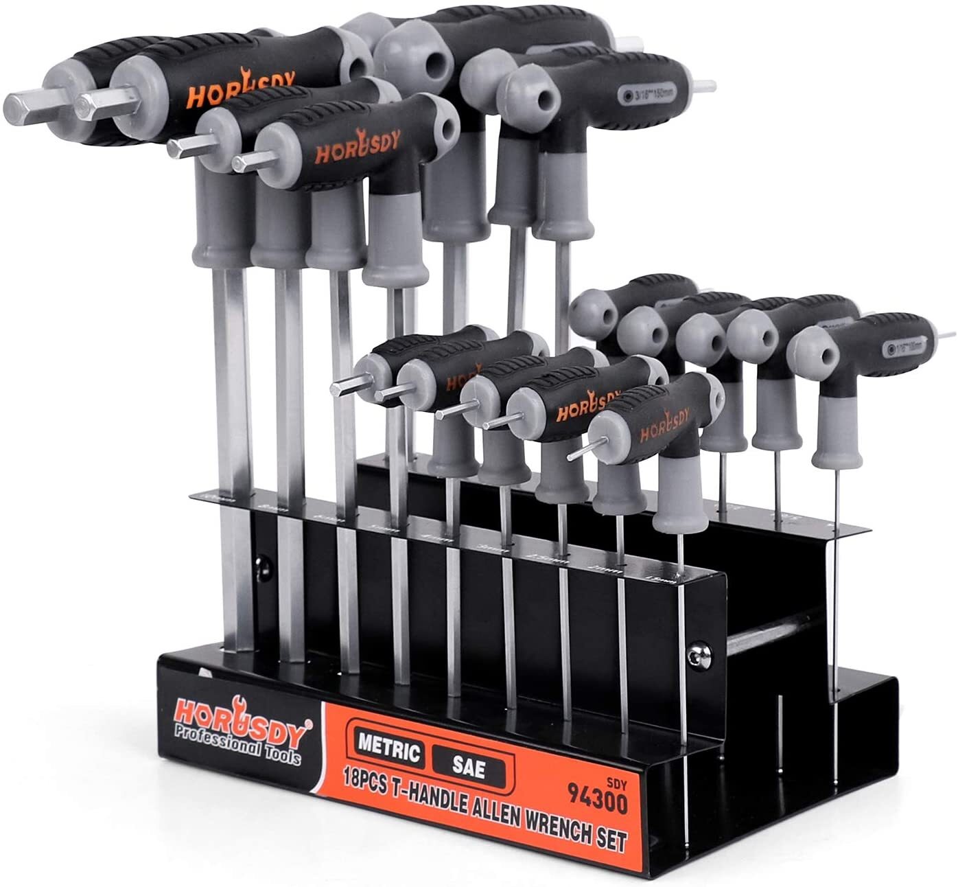 18PC T-Handle Allen Wrench Set Long Arm Ball End Hex Key 1.5-10MM & 1/16"-3/8" gallery