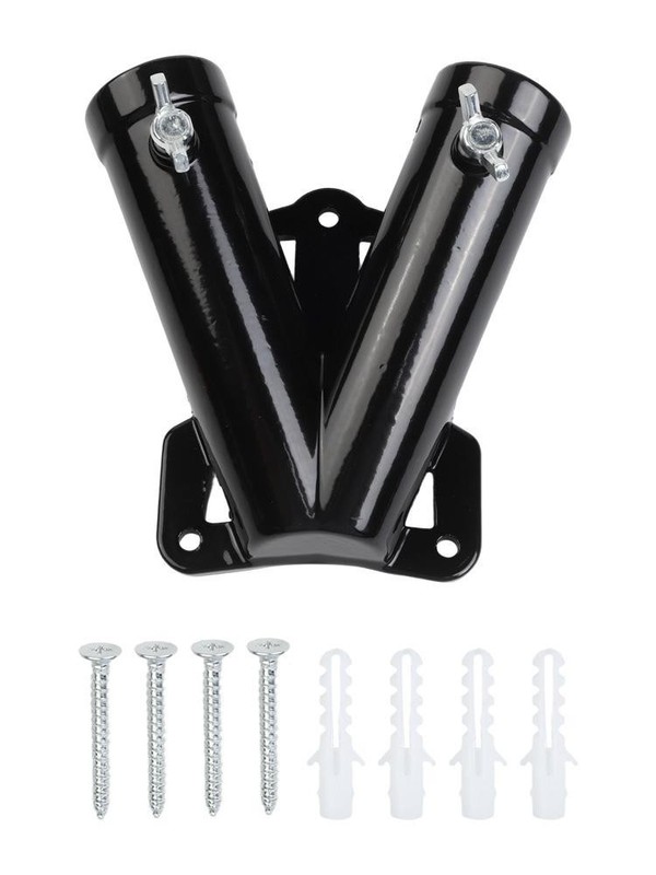 V Shape Flag Pole Bracket Holder Dual Slots for Two Flags Display gallery