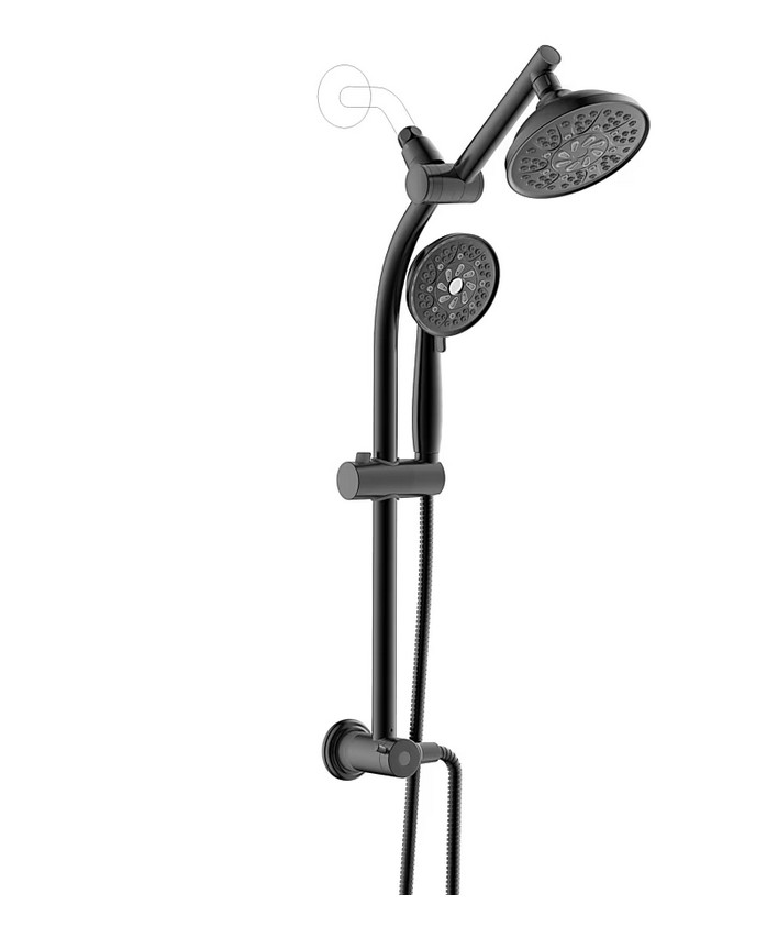 allen + roth Matte Black 5.98-in Shower Faucet Bar System with 2-way Diverter gallery