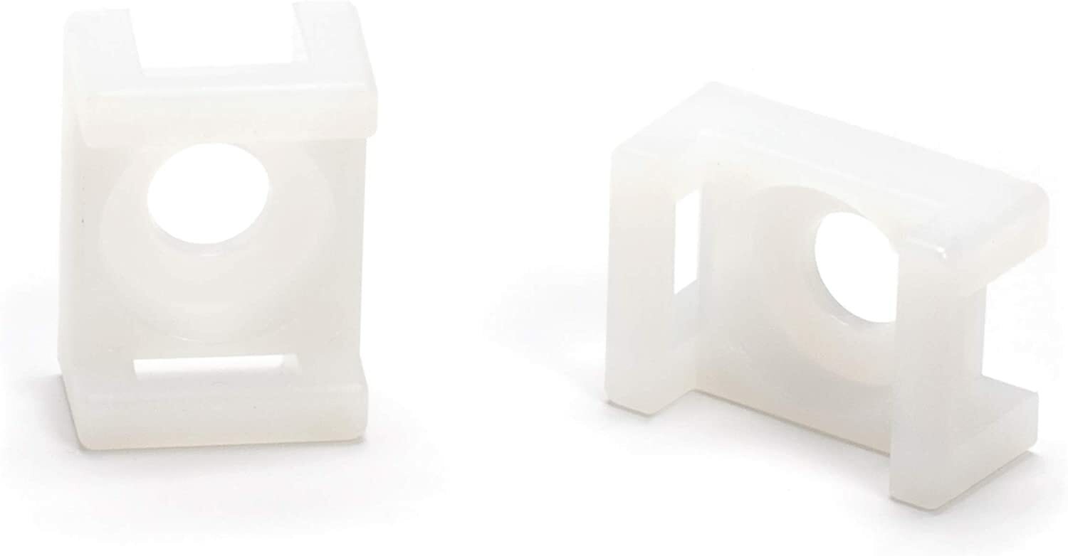 Cable Tie Mounting Base - White - Mount Saddle Type Wire Holder - 100 Pack gallery