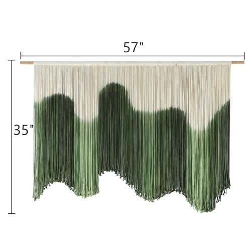 Large Macrame Wall Hanging Boho Wall Art Fiber Dip-Dyed Handmade Macrame Green gallery