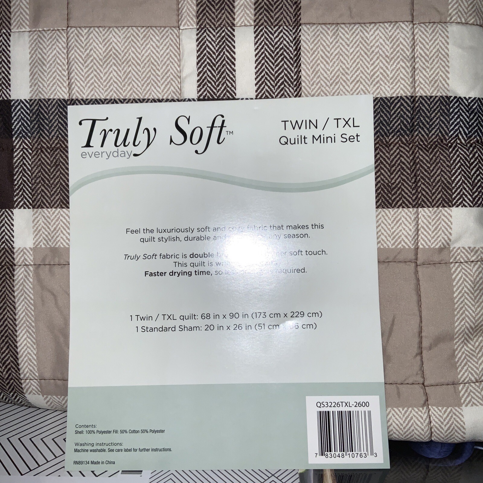🪵 Truly Soft Everyday Paulette Plaid Quilt Mini Taupe 2 Pcs TwinXL🆕AS SHOWN gallery