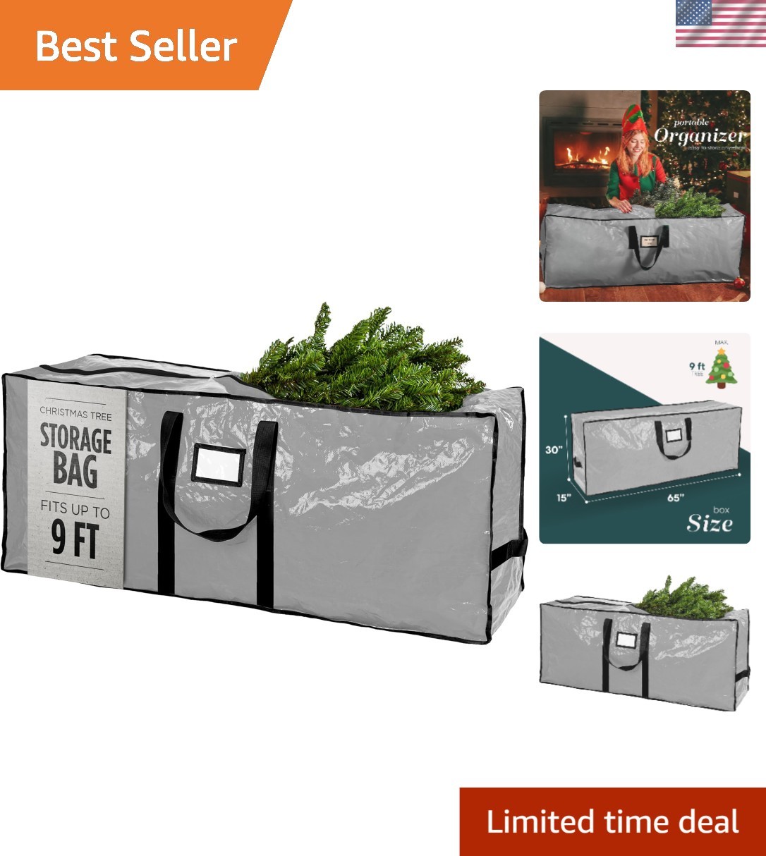 Versatile Waterproof Storage Bag for 9 Ft Christmas Trees - Easy Access Design gallery
