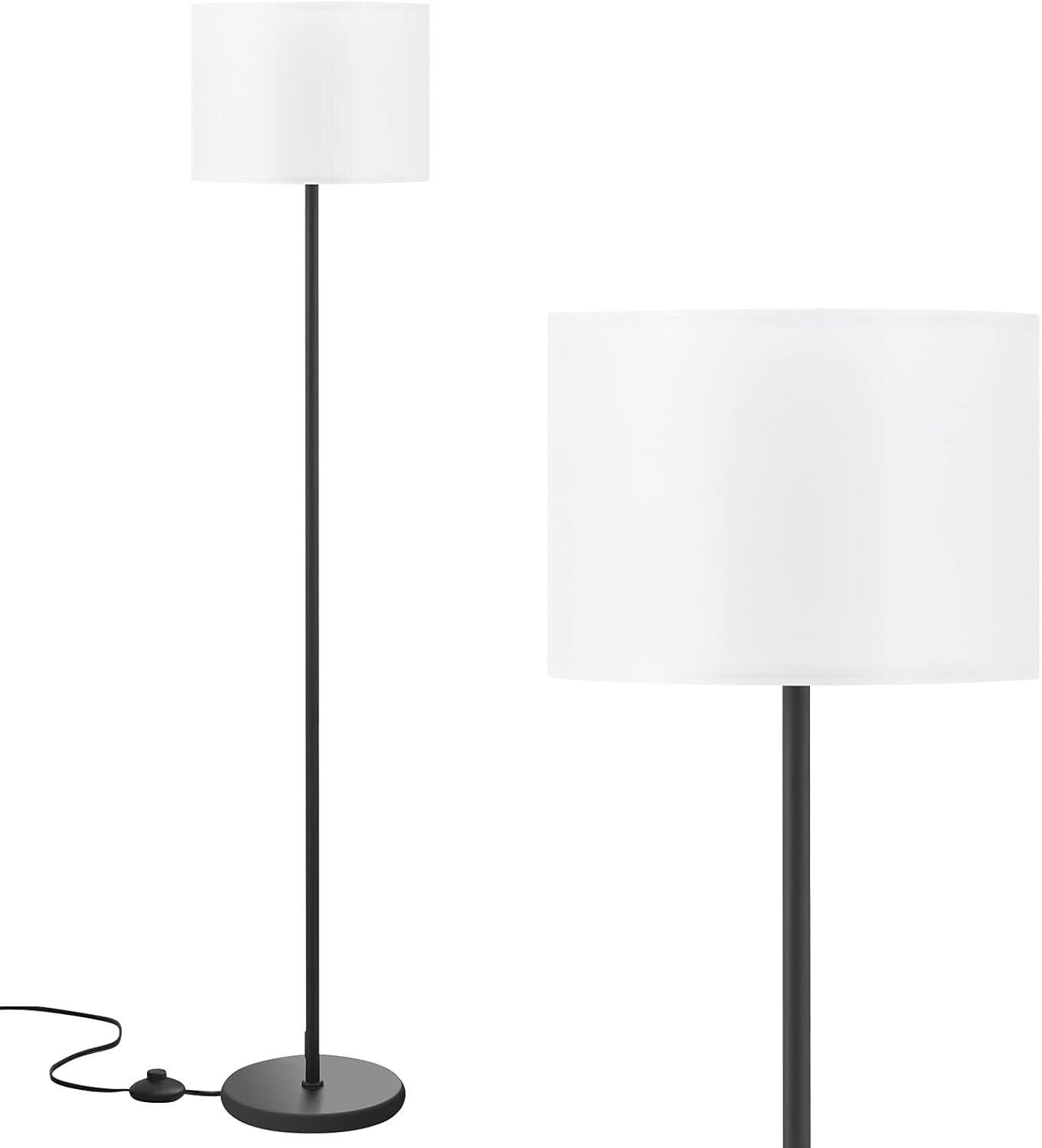 Floor Lamp Simple Design w/White Shade, Foot Pedal Switch 60" Foot Pedal Switch gallery