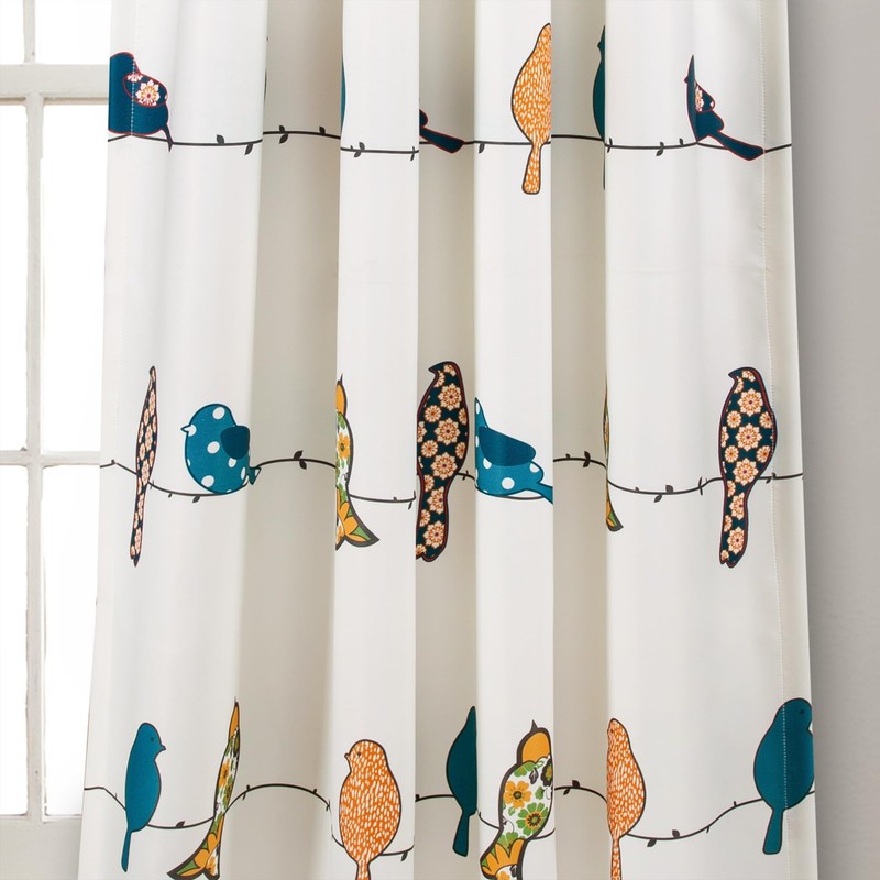 Rowley Birds Light Filtering Window Curtain Panels Pair 52 W X 84 L Multi Colo gallery