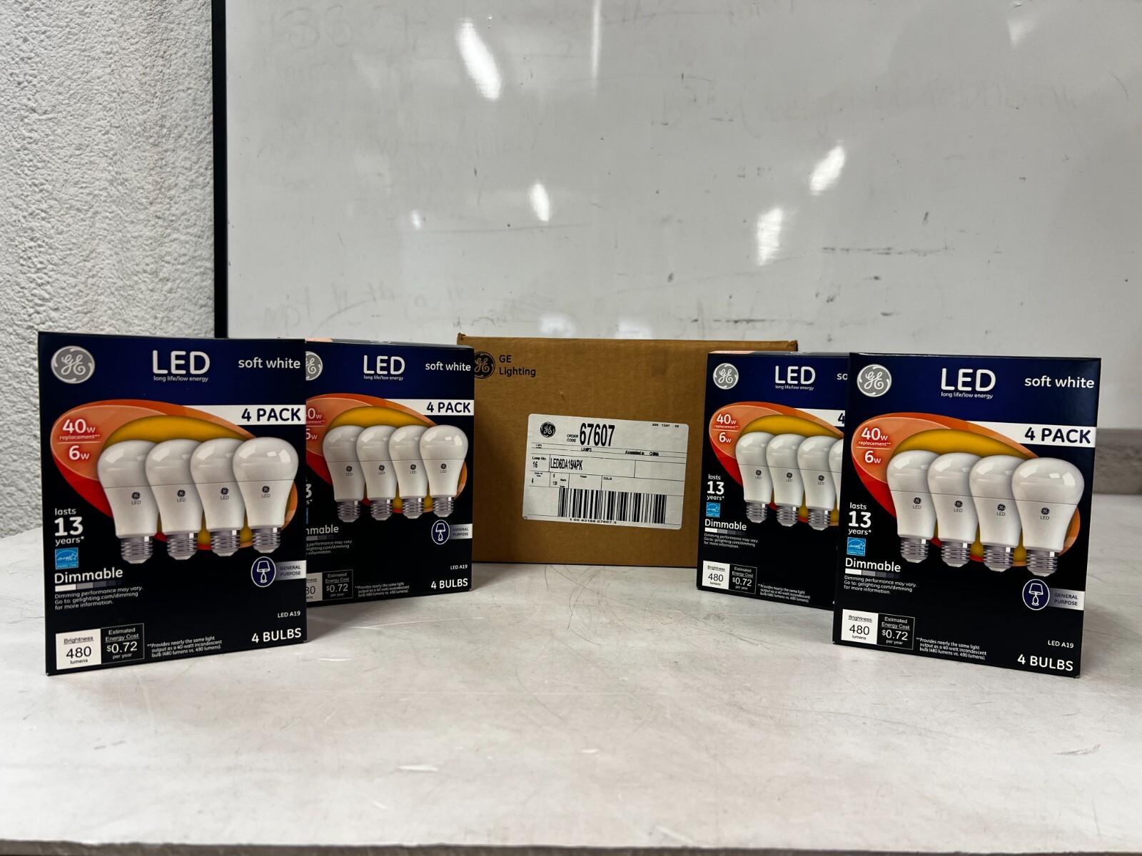 QTY 16 GE LED Lightbulb 6W (40 Watts) Soft White A19 Dimmable 480 Lumens 67607 gallery