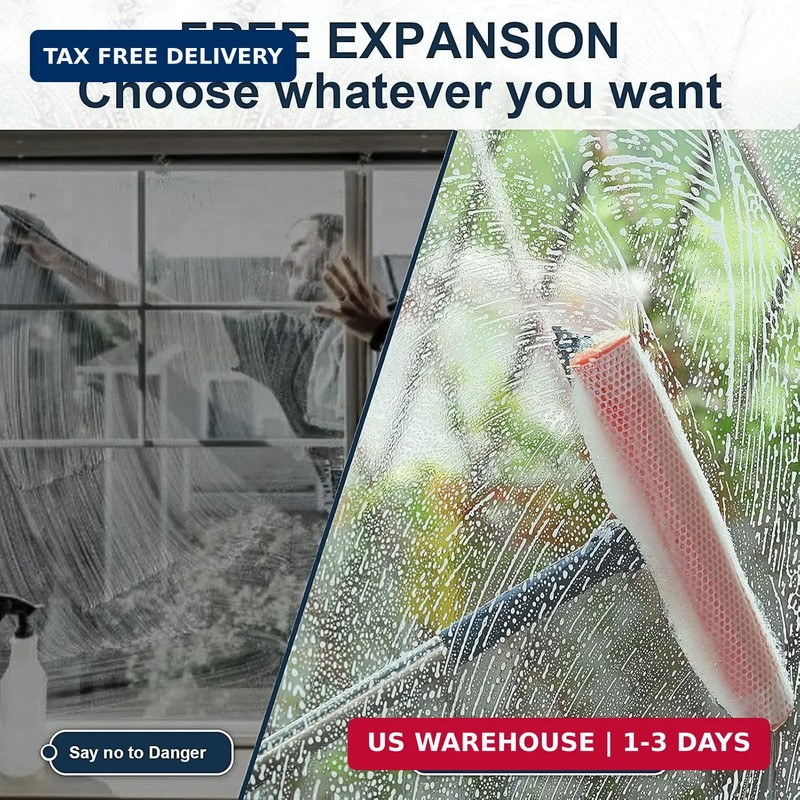 Professional Window Squeegee,2-in-1 Window Cleaner with 56" Long Stainless Steel gallery