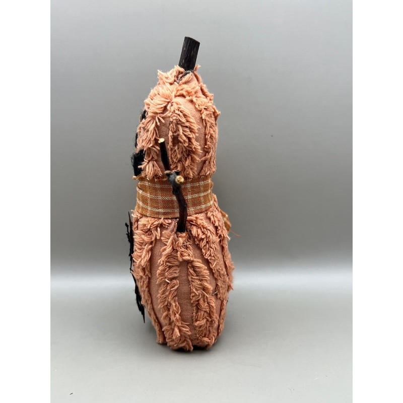 Primitive Pumpkin Jack-o-Lantern Rustic Halloween Fall Decor Twig Arms Scarf 7" gallery