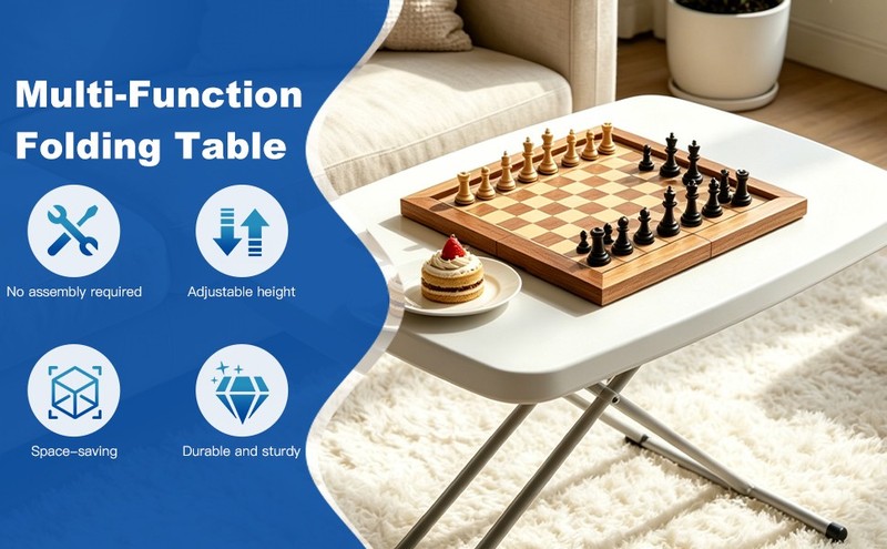 30 Inch Folding Table Utility Adjustable Table for Small Spaces Indoor Outdoor gallery