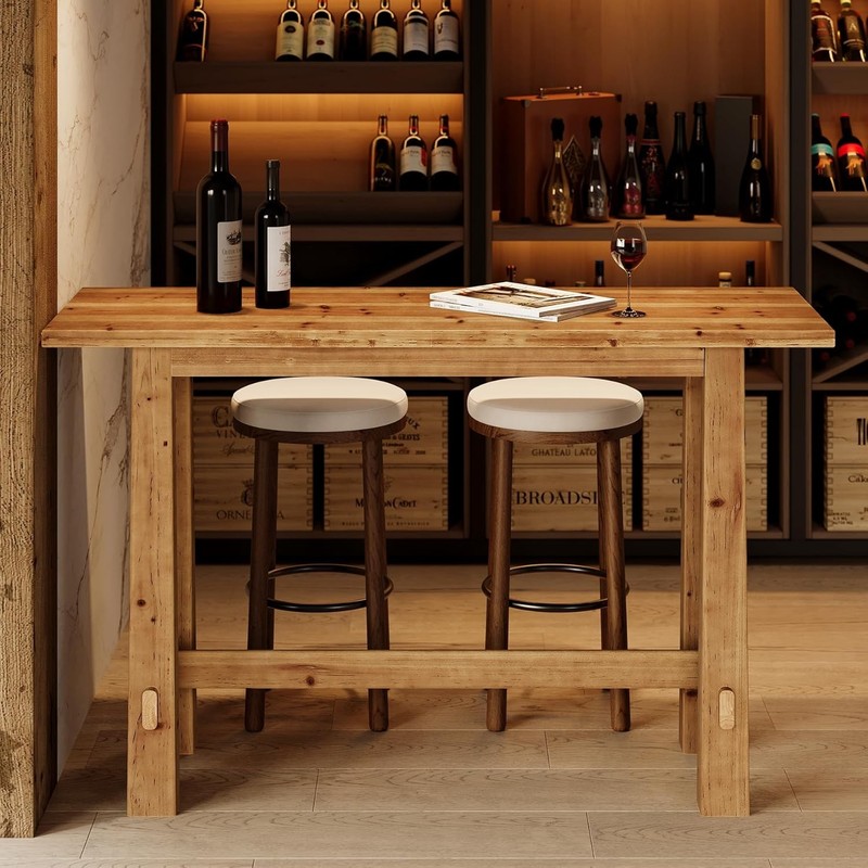 Solid Wood Bar Table, 63-Inch Counter Height Pub Table for Kitchen & Home Bar gallery