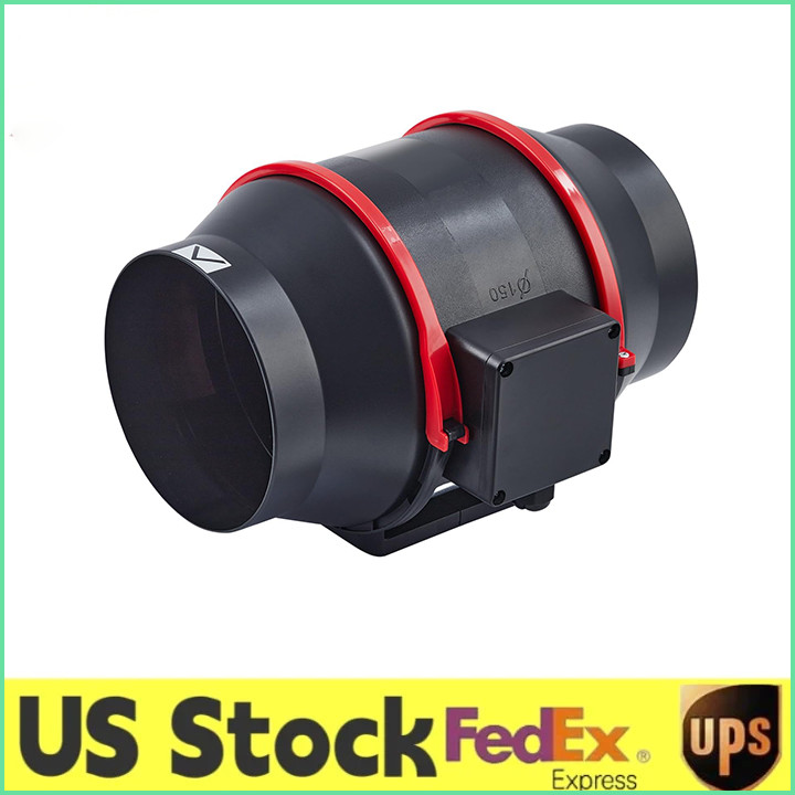 6" Inline Duct Stepless Speed Control Ventilation Exhaust Fan 312 CFM 25DB Home
