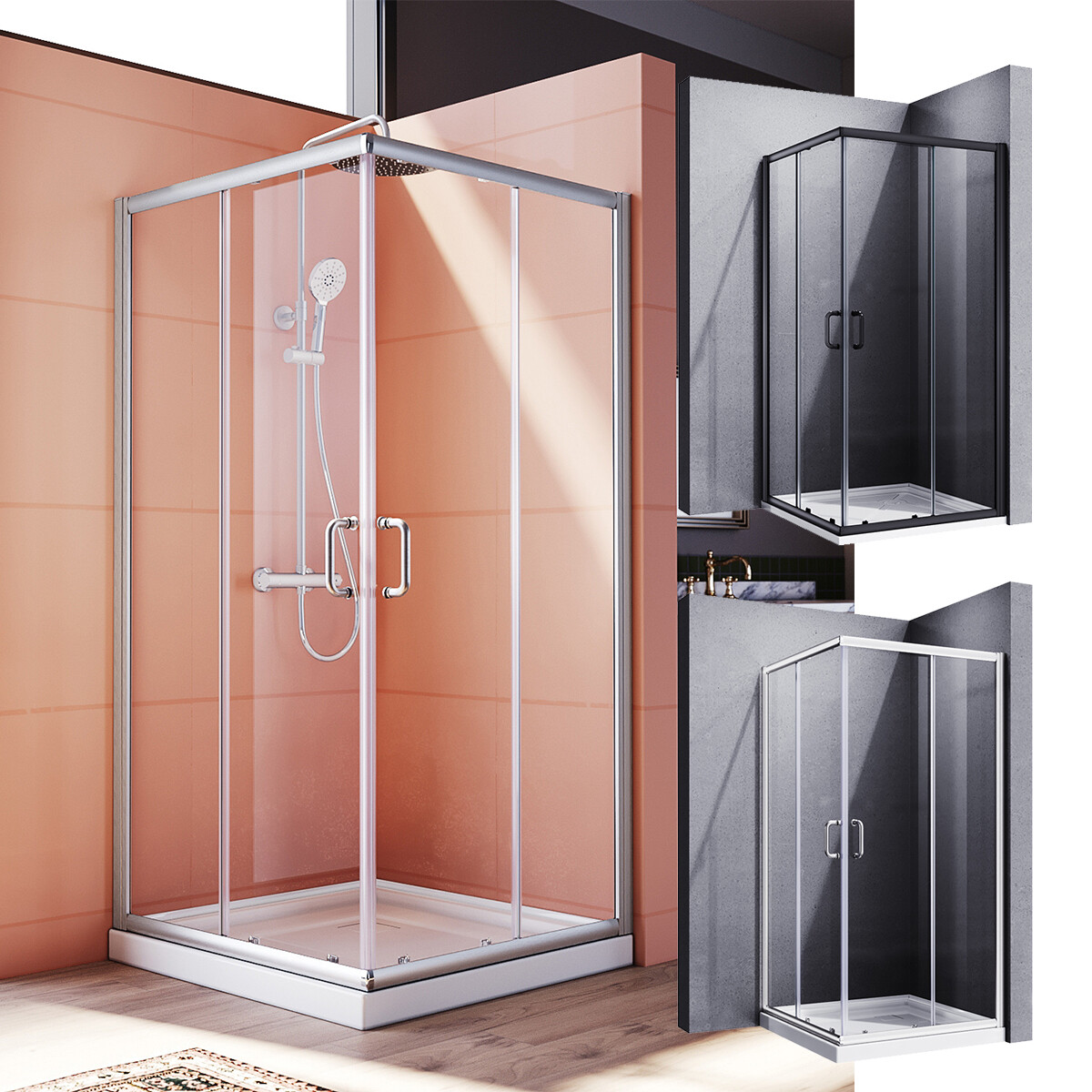 ELEGANT Corner Shower Enclosure Sliding Door 34"/36'' D. x 34"/36''W. x 72''H gallery