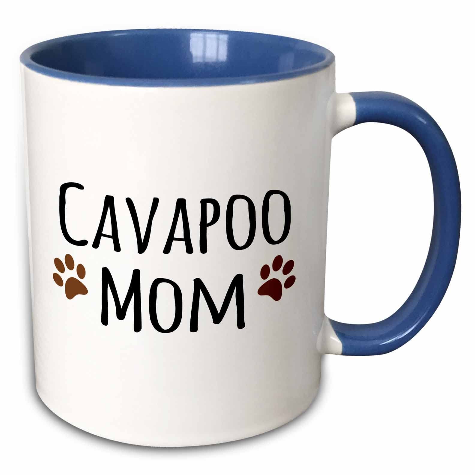 3dRose Cavapoo Dog Mom Mug Two-Tone Blue Muddy Paw Prints 11oz gallery