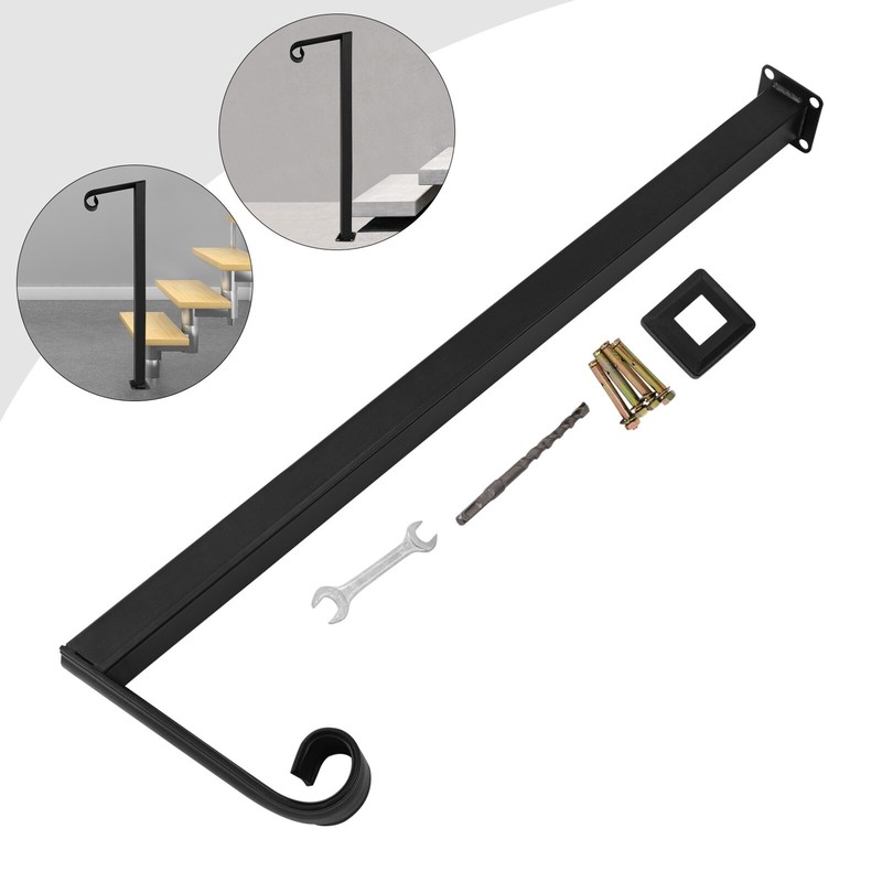 Single Post Handrail Stairs Railing Handrail For 1 or 2 Steps Handrail Metal NEW gallery