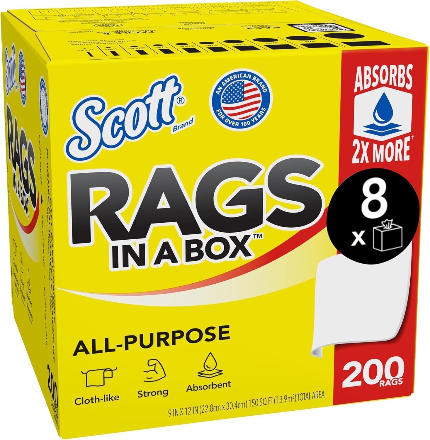 Scott Rags In A Box (75260), All-Purpose Towels, Large 9"x12" Paper Towel, Pop gallery