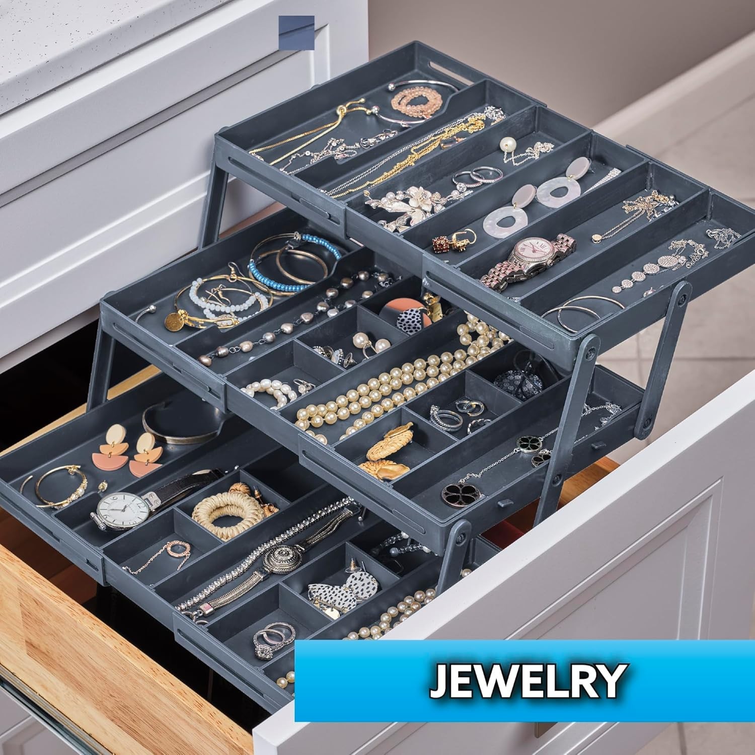 Smart Drawer Organizer Multi-Level Jewelry /Cosmetics Storage 9.5" x 7.5" x 2.75 gallery