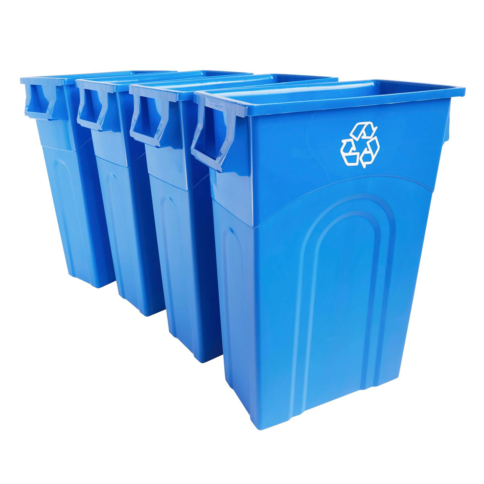 United Solutions 4 Pack Highboy Recycling Bin, Slim Trash Can, 23 Gallon, Blue gallery
