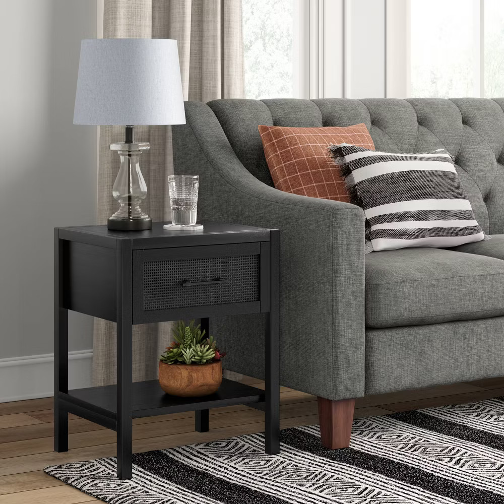Warwick End Table with Drawer Black - Threshold gallery