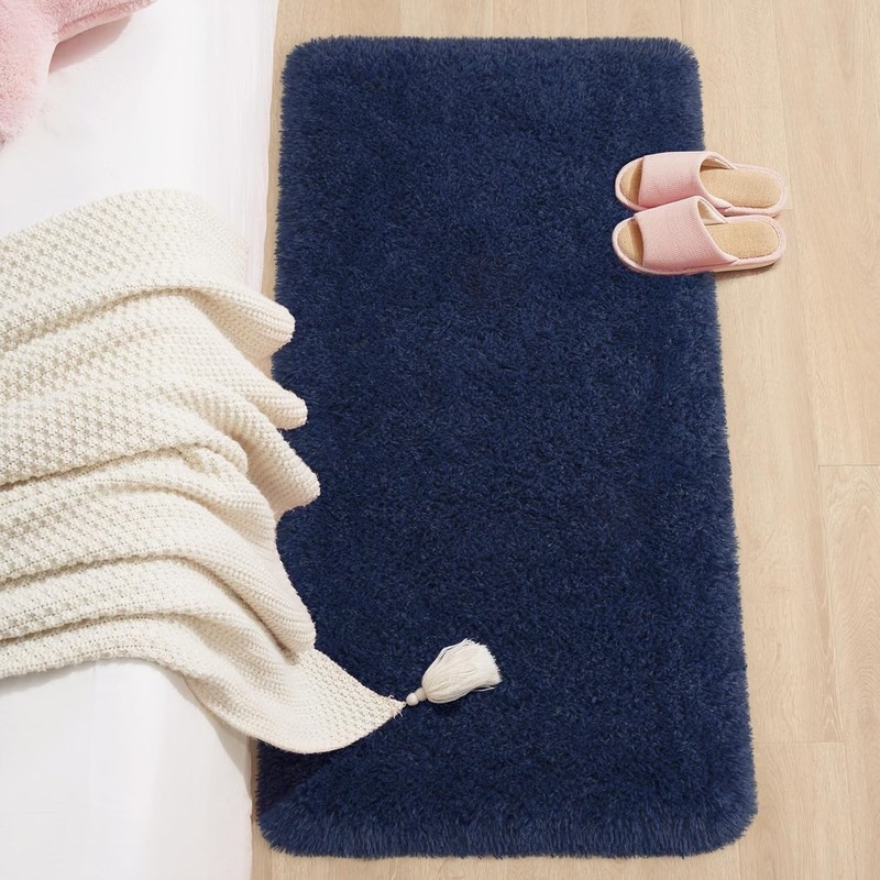Transitional Style Navy Plush Runner Rug 2' x 4' - Ultimate Comfort for Home gallery