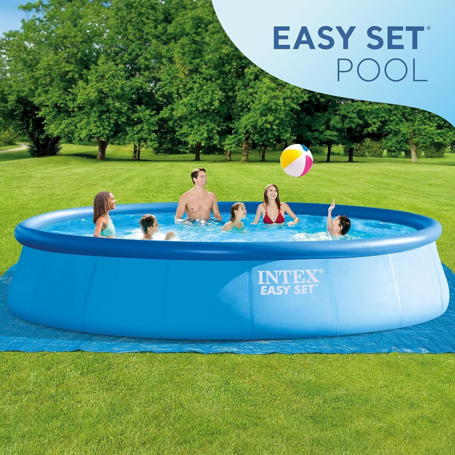 Above Ground Pool, Round Easy Set w/ Filter Pump, Ladder & Deluxe Cleaning Kit gallery