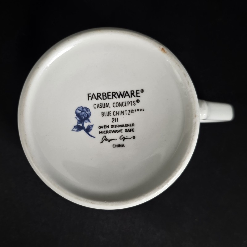 Farberware Casual Concepts Blue Chintz 211 Flat Tea Cup Blue Floral 1994 Vintage gallery