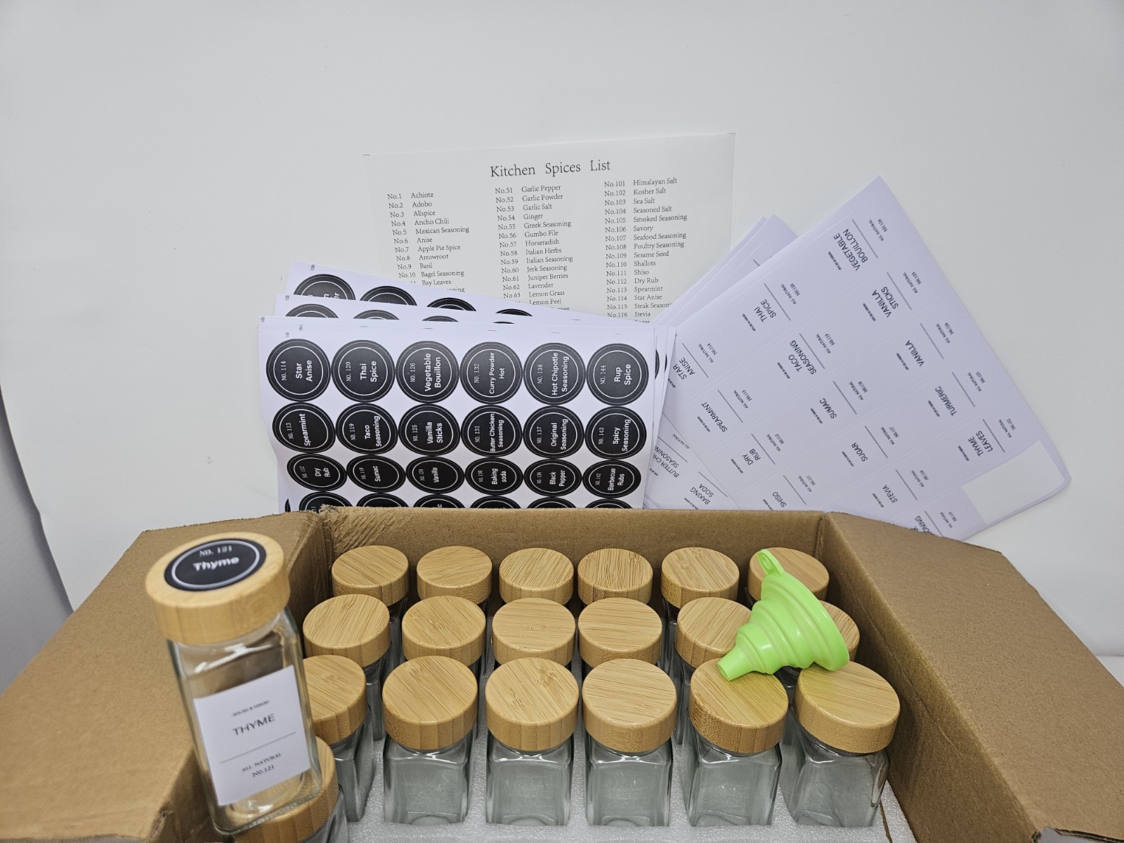 24 Pack] Spice Jars with Label,Seasoning Containers,Glass Spice Jars with Bamboo gallery