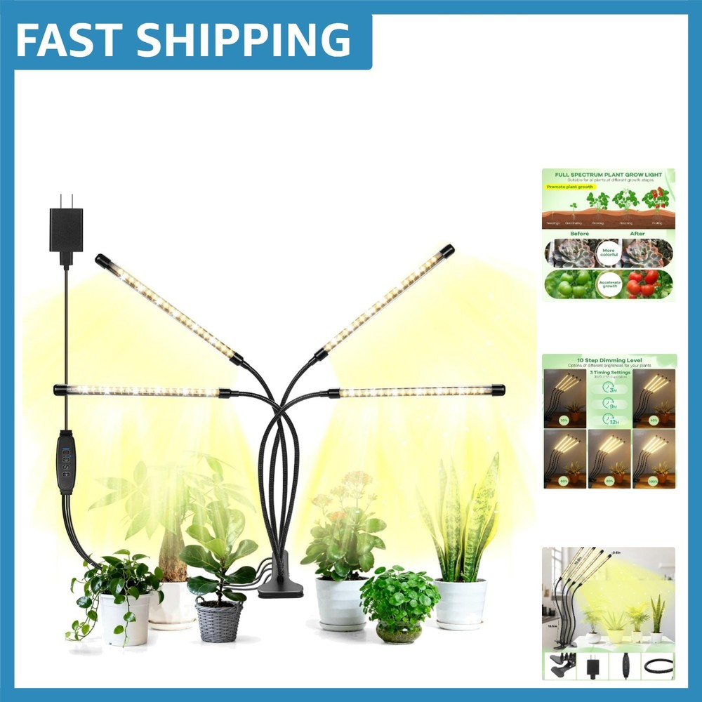 Space-Saving Tabletop LED Grow Lights - 4 Light Sources with Dimmer Control