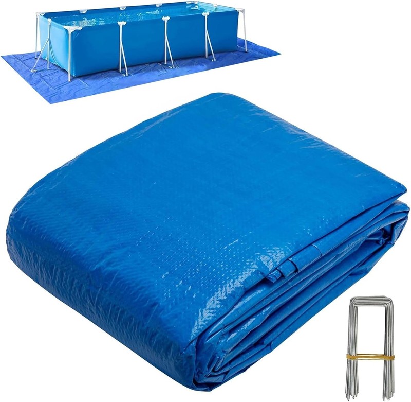 Versatile 24x12 Ft PE Pool Ground Tarp - Waterproof and Puncture Resistant gallery