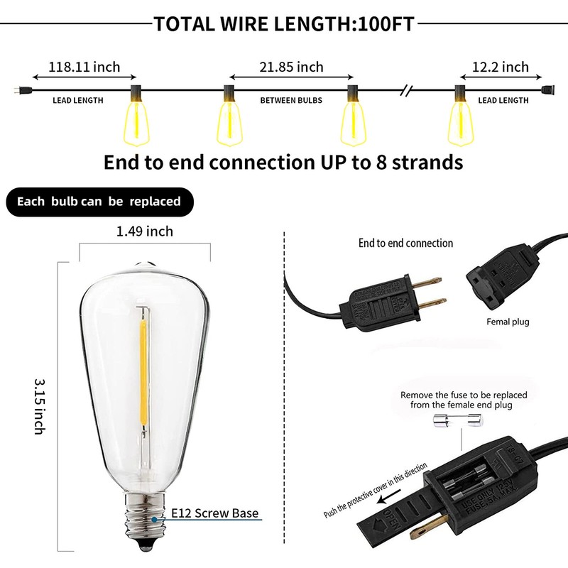 1 Set String Lights - 50 Ft LED Outdoor String Lights - Shatterproof, Waterproof gallery