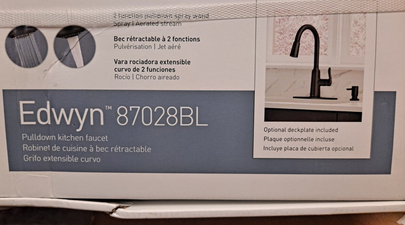NEW IN BOX!! Moen Edwyn 87028BL Pulldown Kitchen Faucett Matte Black gallery