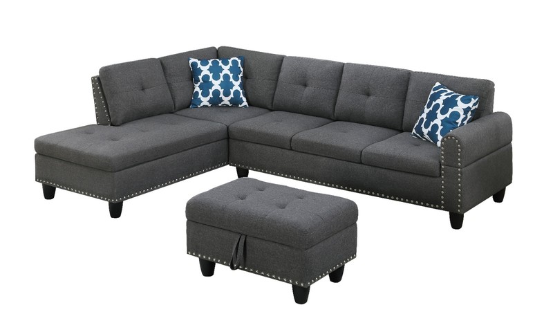 Left Hand Facing Sectional L-Shaped Sofa Set Living Room Couch Storage Ottoman gallery