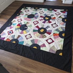 Handmade Full/Double Size Quilt Circle Block Patchwork- 86″ x 80″