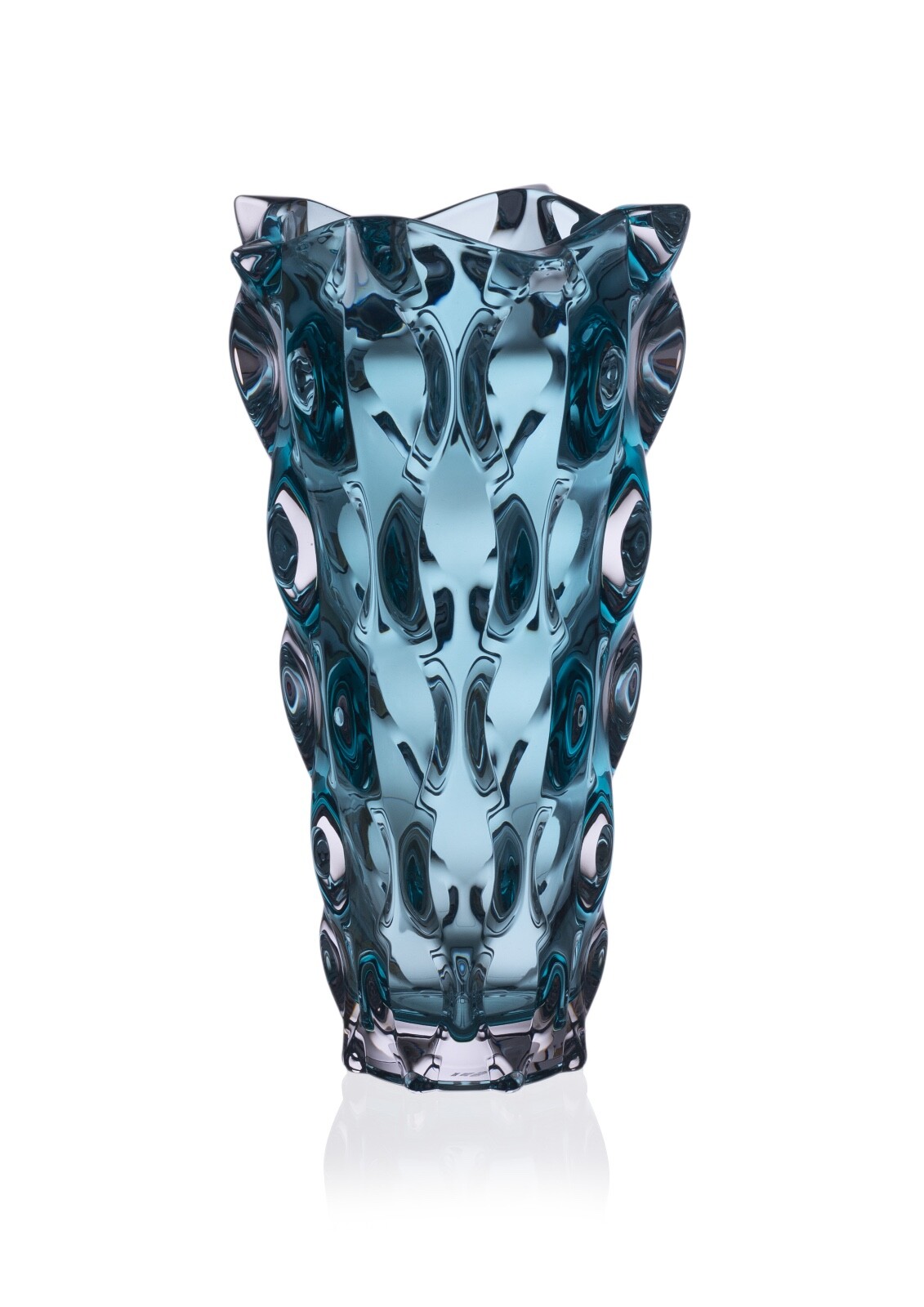 Crystal Glass Vase 12 " Centerpiece Flower Vase Aquamarine Bohemian Crystal gallery