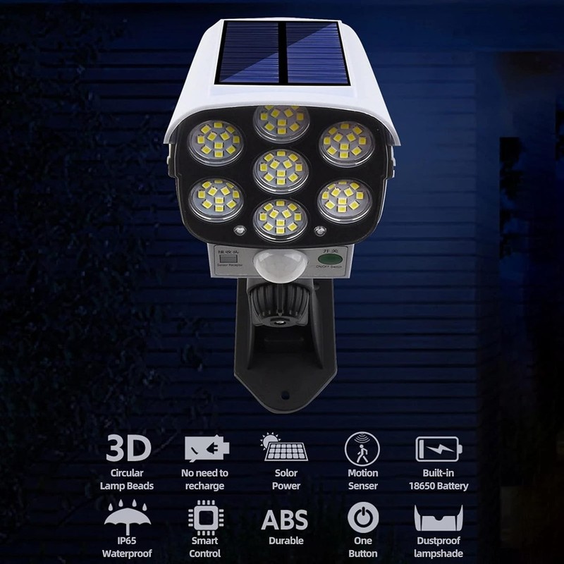 Solar Motion Sensor Wall Light Outdoor Garden Wireless 77 LED Security Spotlight gallery