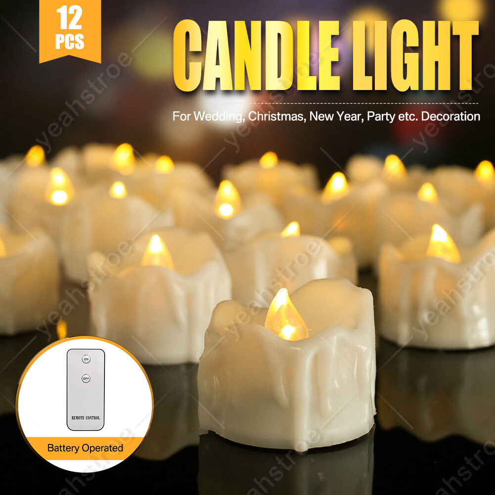 12Pcs Flameless LED Candle Tea Lights Flicker w/ Remote Control Battery Operated gallery