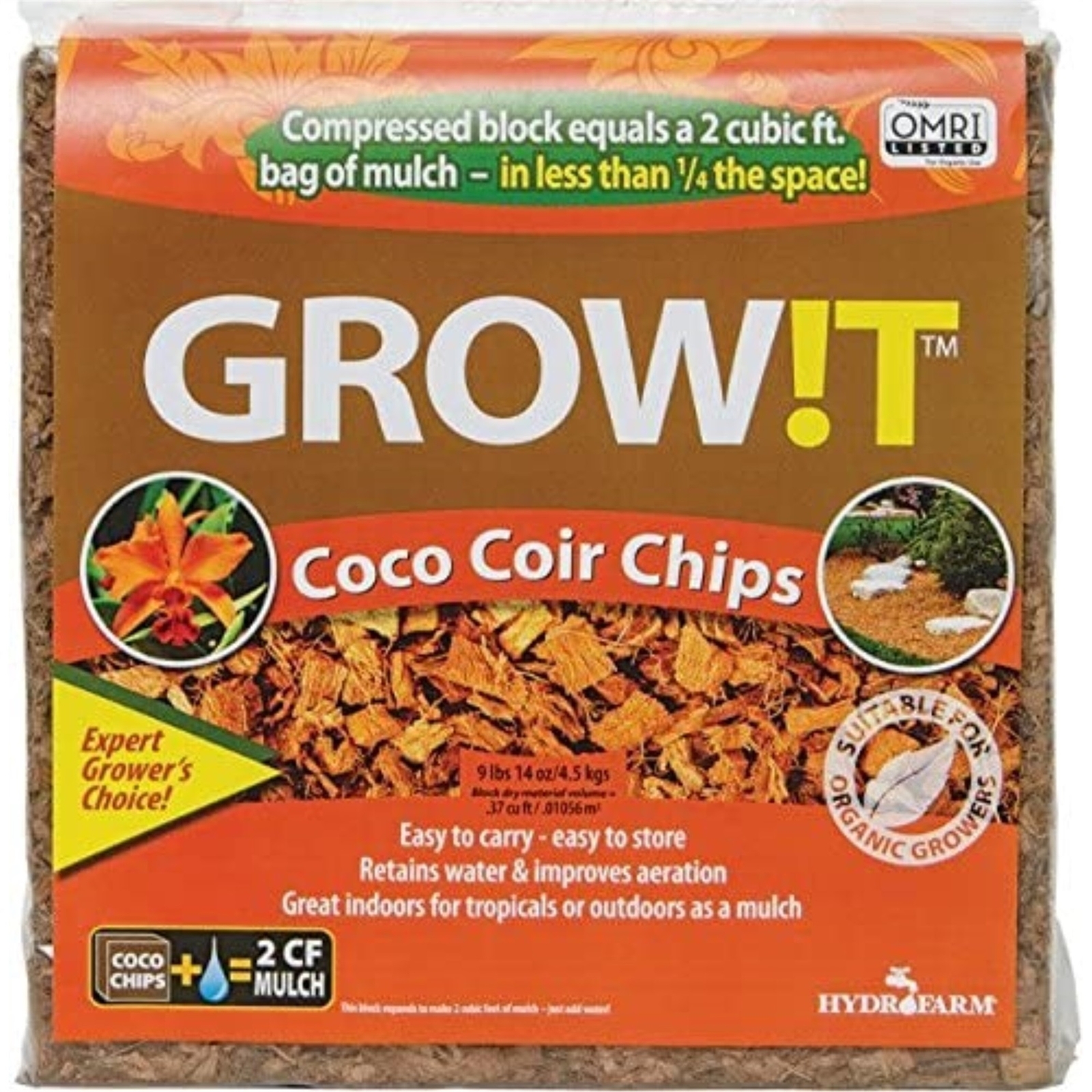 Hydrofarm (#JSCC2) Organic Coco Coir Planting Chips, Block - 9lb, 15oz gallery