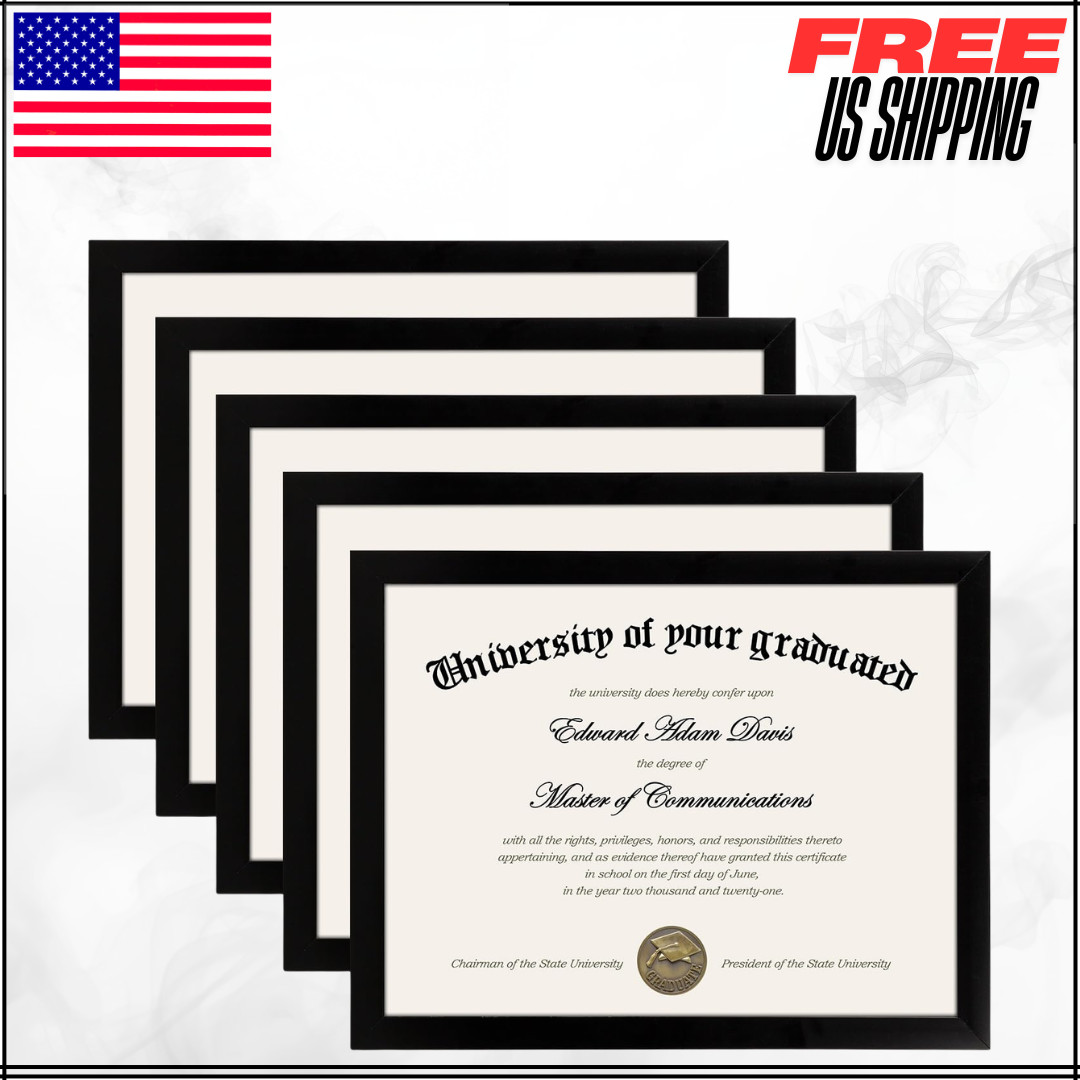 Certificate Frame High Definition Glass 8.5 By 11 Picture Diploma Black 5PK gallery