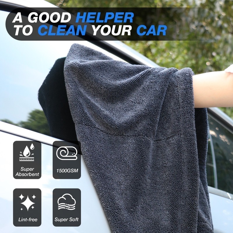 Super Absorbent Microfiber Car Drying Towel Twisted Loop 24'' x 36" 1500GSM gallery
