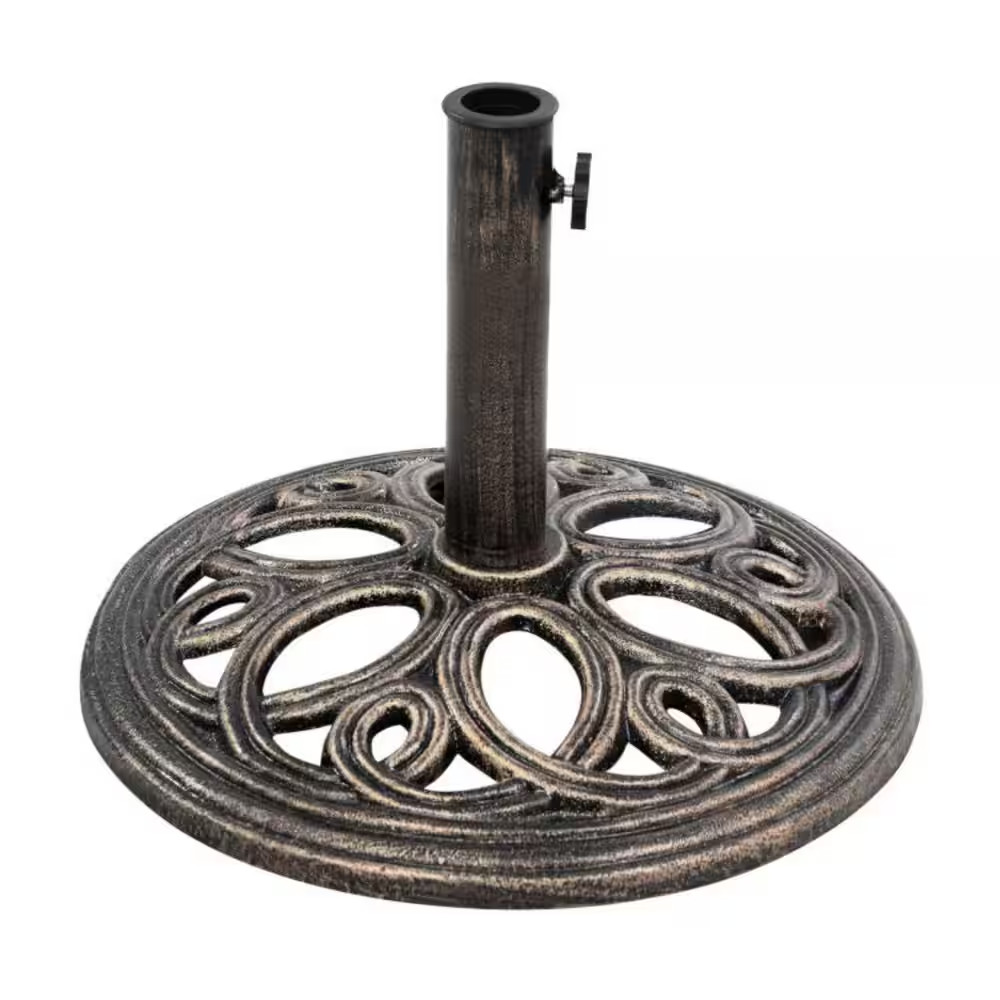 23Lbs 17.75 In. round Patio Umbrella Base Stand in Antique Bronze gallery