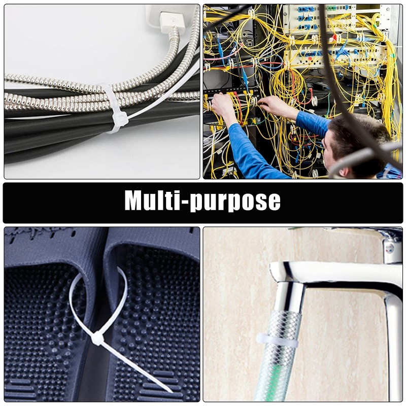 Cable Zip Ties,600 Piece Self-Locking Nylon 4/6/8/10/12 Inch 600 Piece, White gallery