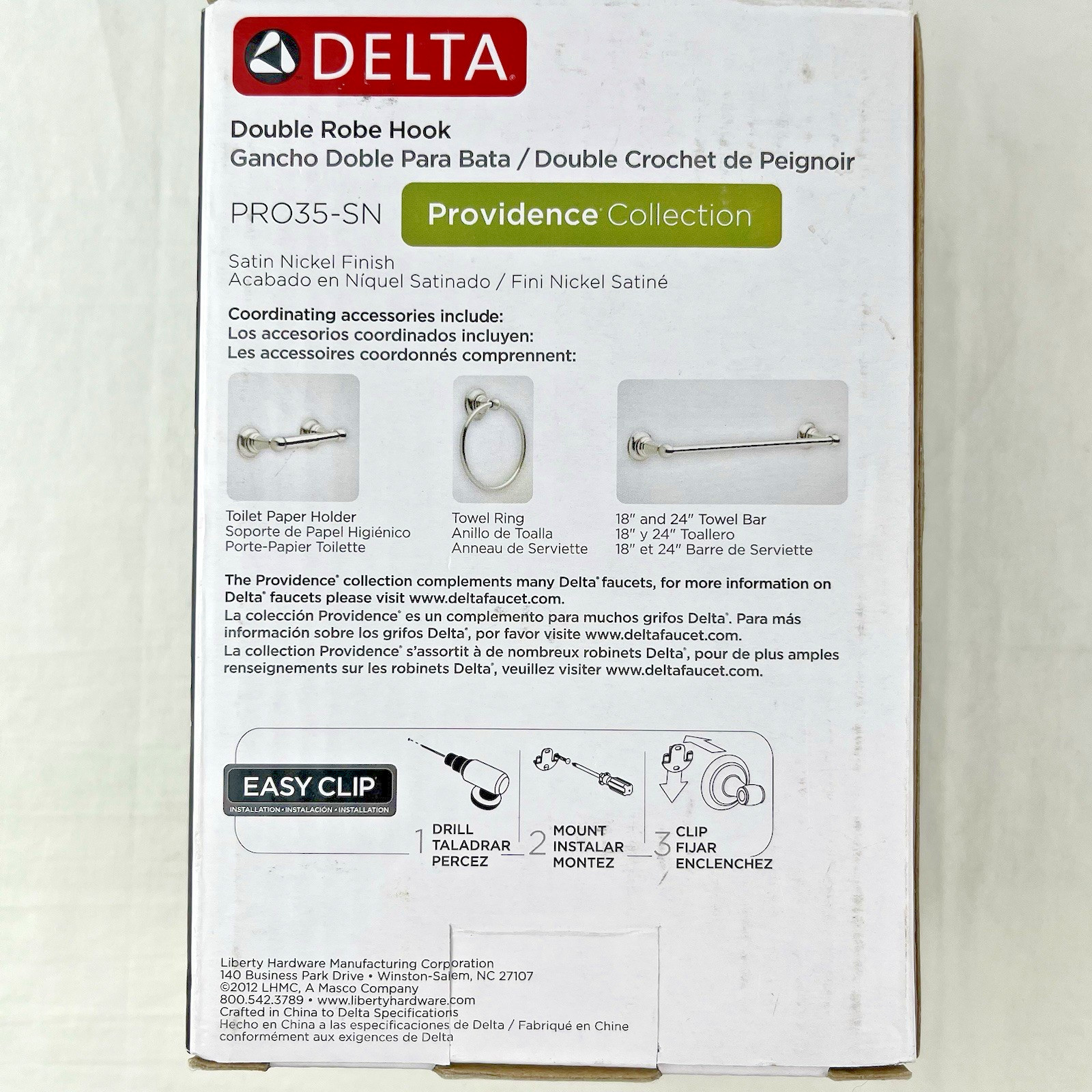 Delta Multipurpose Double Robe Hook Satin Nickel Providence Collection gallery