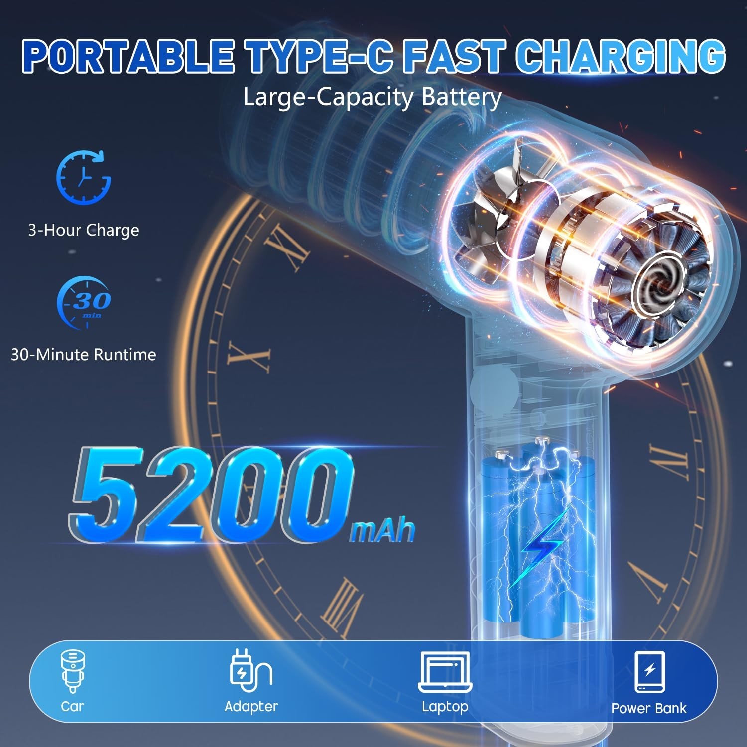 Powerful Cordless Handheld Vacuum Cleaner 10000PA, Rechargeable with LED Light & gallery