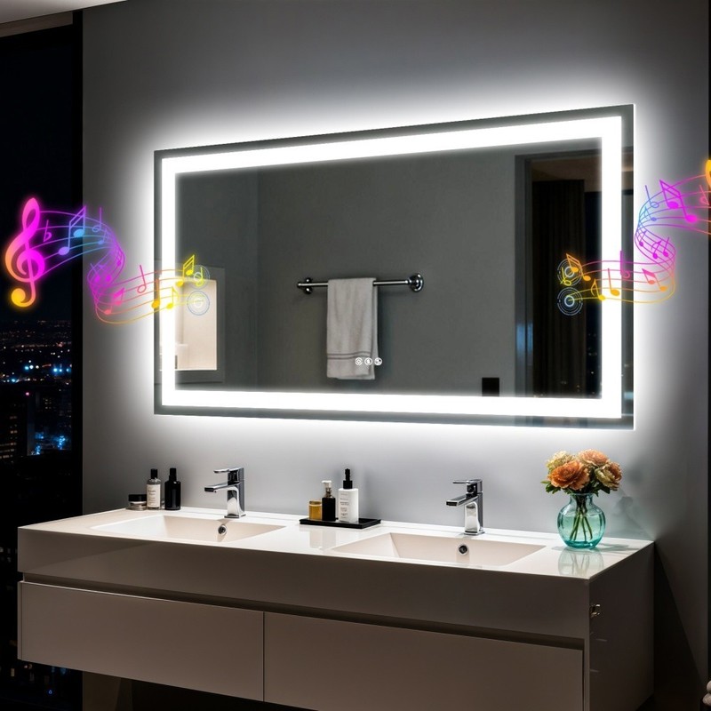 Oval/Round/Rectangle LED Lighted Bathroom Mirror Bluetooth Anti-fog Shatterproof gallery