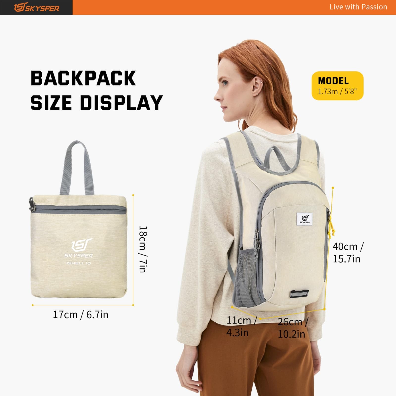 Small Daypack 10L Hiking Backpack Packable Lightweight Travel Day Pack 5