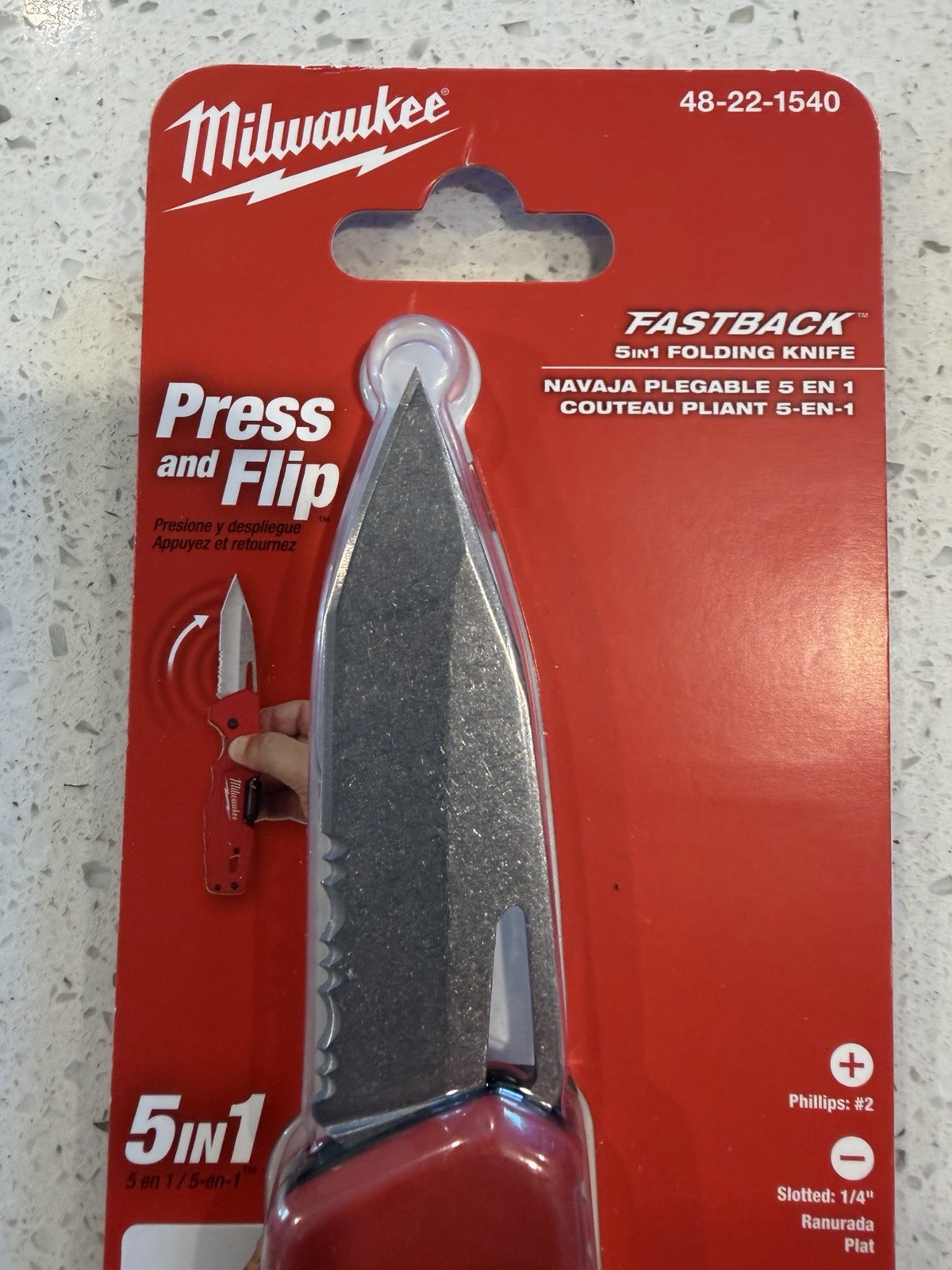 Milwaukee Tool 48-22-1540 Fastback 5-In-1 Folding Knife, New In Seal Package gallery