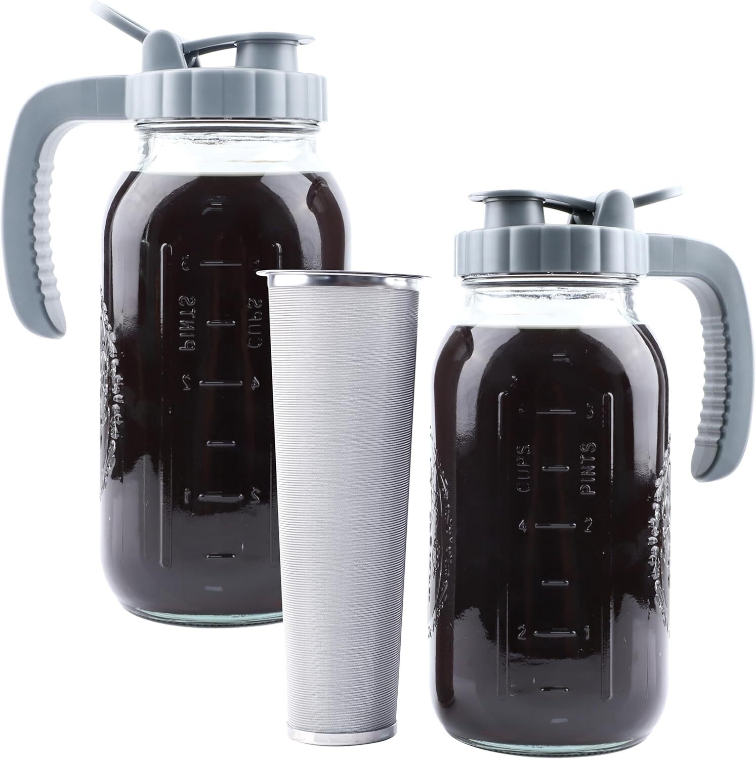 Cold Brew Coffee Maker 64 OZ 2 Pack Mason Jar Cold Brew Pitcher With Infuser gallery