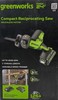 Greenworks 24V 1" Cordless Recip Saw, 2.0Ah Battery and Compact Charger Included gallery