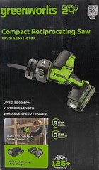 Greenworks 24V 1″ Cordless Recip Saw, 2.0Ah Battery and Compact Charger Included